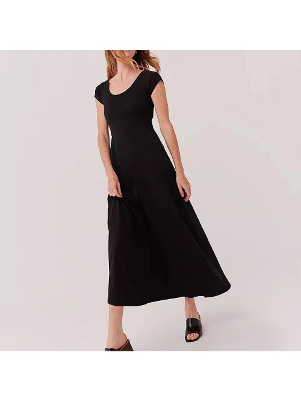 NWT Pact Black Maxi Dress with Cutout Back - Picture 2 of 3